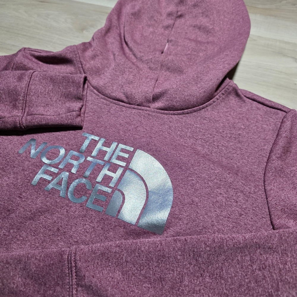 The North Face Hoodie Womens Medium Purple Metallic Logo Pullover Fleece Fleece